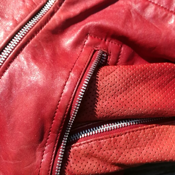 Freaky Nation Leather Biker Jacket  Red S080/299 - Picture 6 of 11